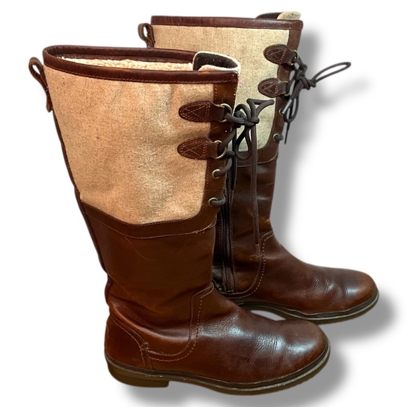 UGG Australia Genuine Leather Waterproof Boots with Shearling & Rubber Soles 8.5 - Picture 4 of 15